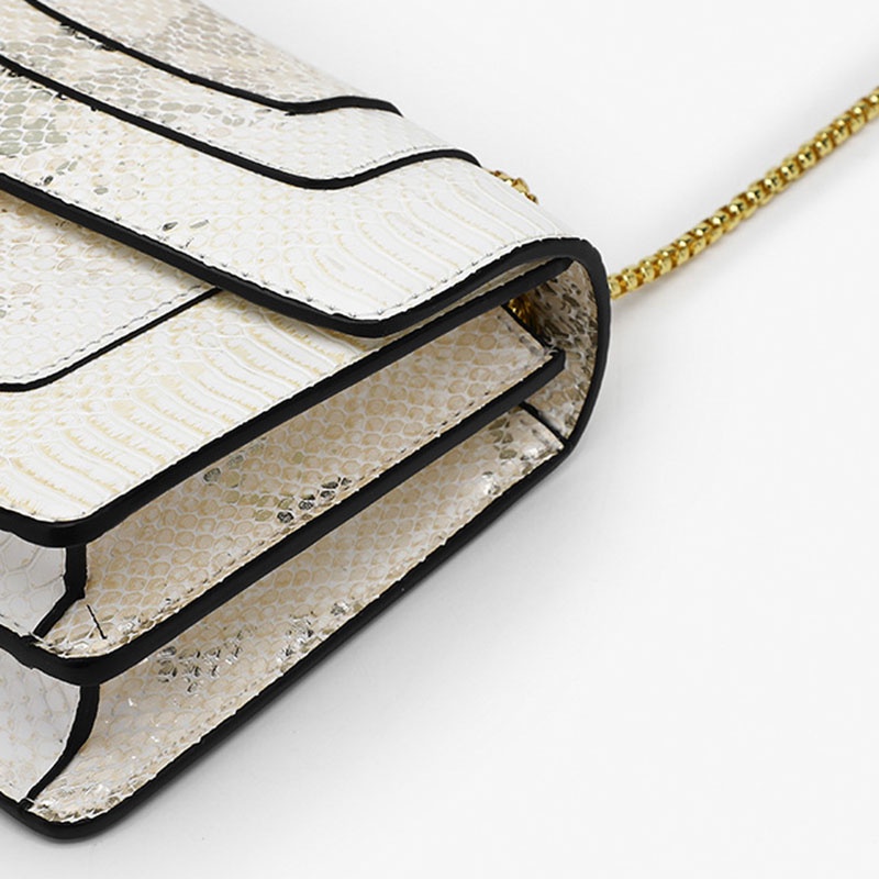 IELGY Niche Túi Xách Đeo Vai Họa Tiết Da Rắn Phối Dây Xích Chất Lượng Cao Cho Nữ