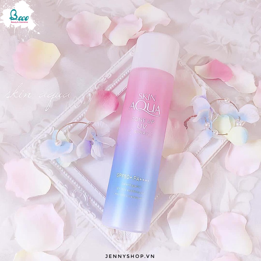 Xịt chống nắng Rohto Skin Aqua Tone Up UV Spray SPF50+ Nhật Bản 70g