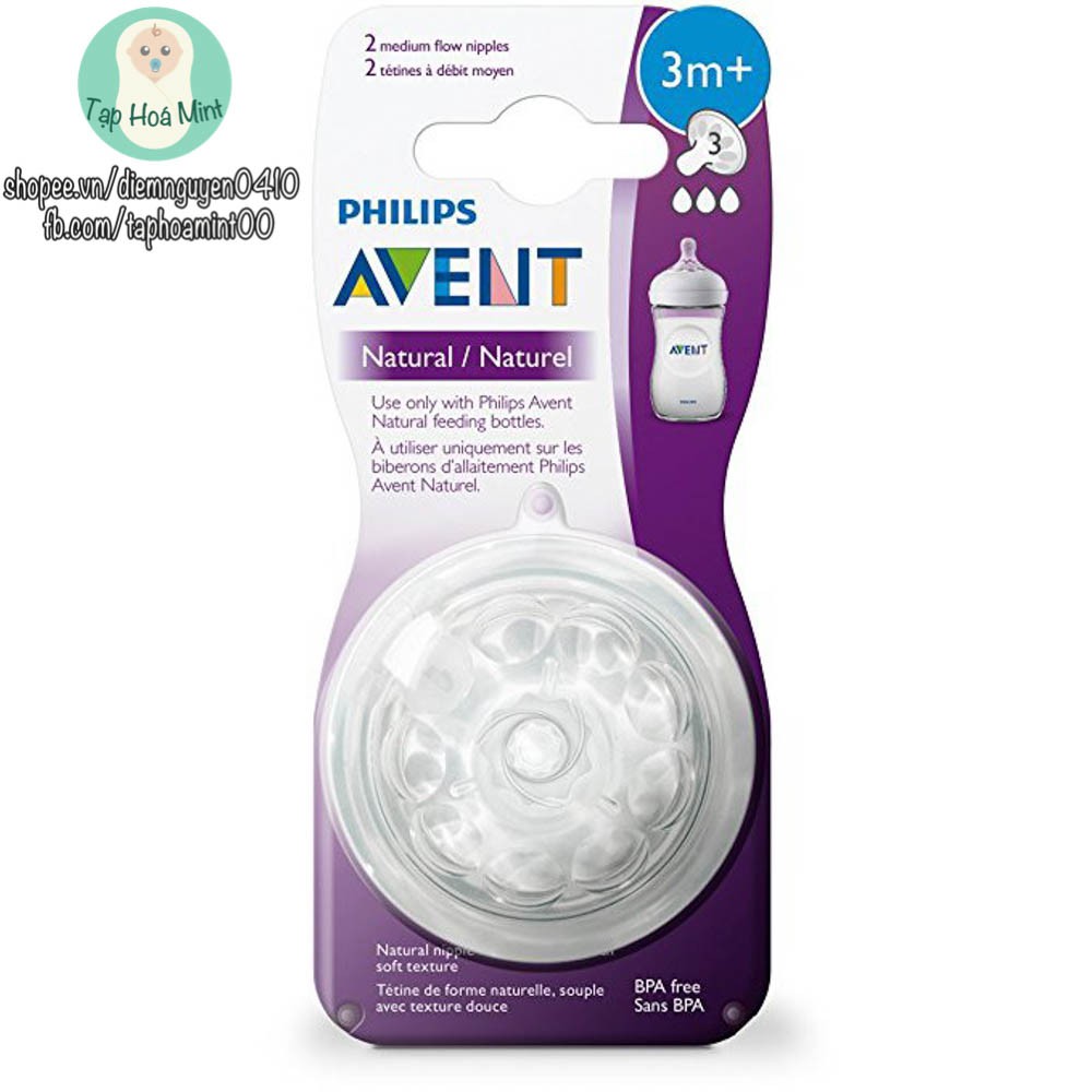 Núm ti Avent Natural số 0, 1,2,3 (xoắn) & ty 4 (trơn)