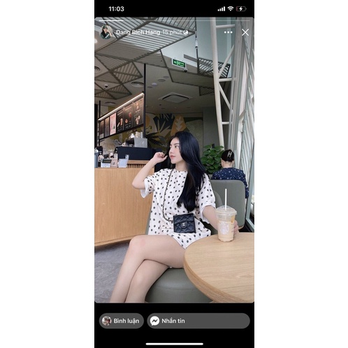 [XẢ KHO] Set mặc nhà chấm bi cộc đùi màu be chất cotton thoáng mát