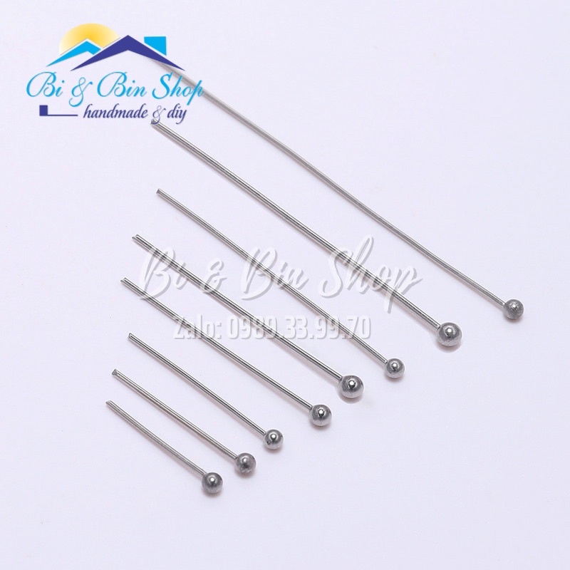 20 Cái Đinh Xỏ Inox Đế Hạt Tròn Dùng Làm Trang Sức Handmade