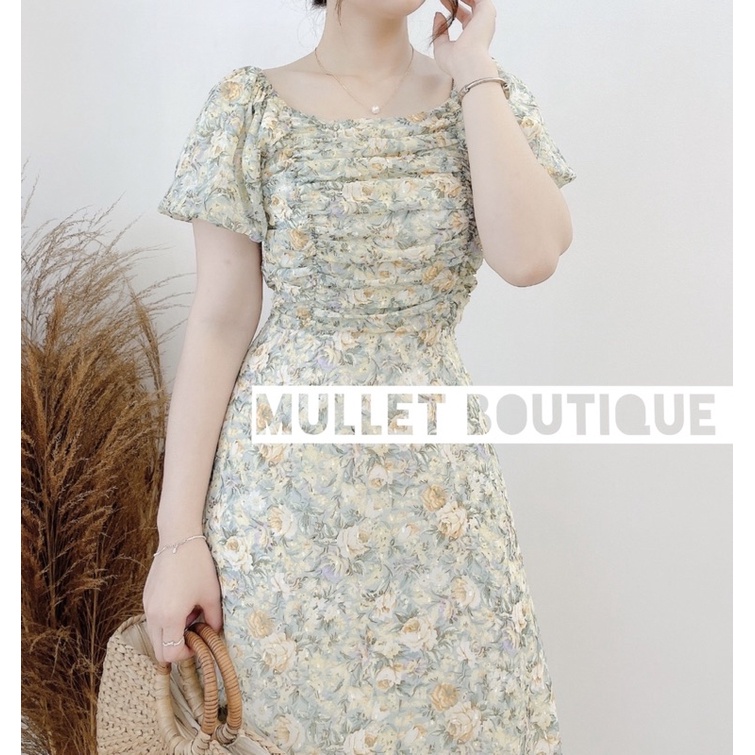 VÁY VOAN NHÚN NGỰC HOA XANH by MULLET