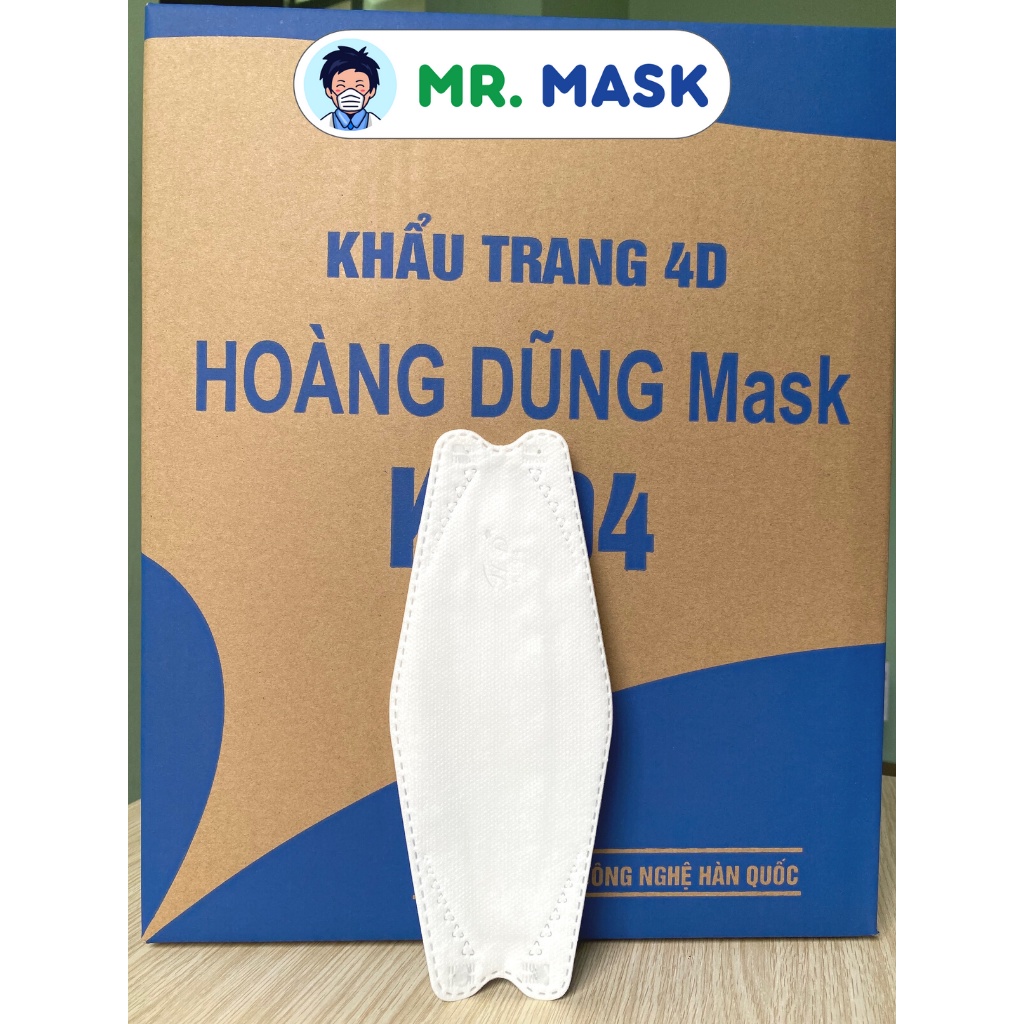 Khẩu Trang Y Tế KF94 4D Hoàng Dũng Mask Thùng 300 Cái, 4 Lớp Kháng Khuẩn, Kháng Bụi, Sản Xuất Theo Công Nghệ Hàn Quốc