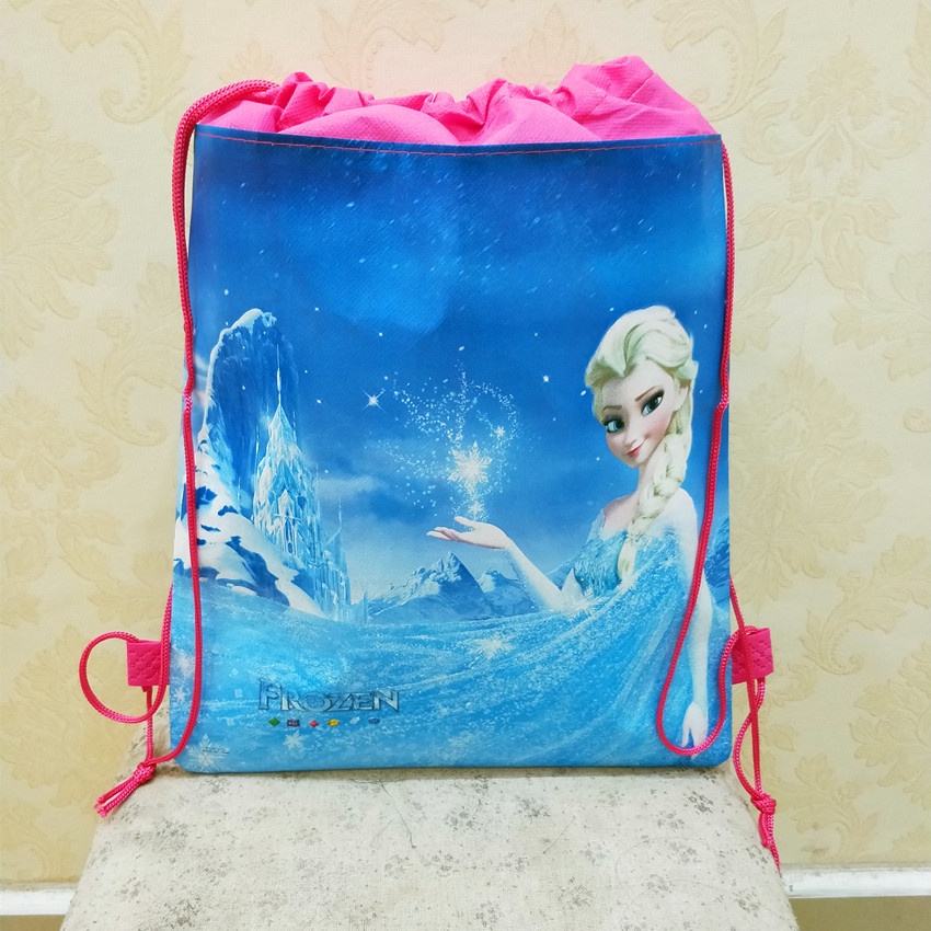 Túi Dây Rút Không Dệt Họa Tiết Hoạt Hình Frozen Cho Bé Gái