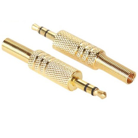 Jack Audio stereo 3.5 mm vỏ kim loại (màu gold) kẹp dây