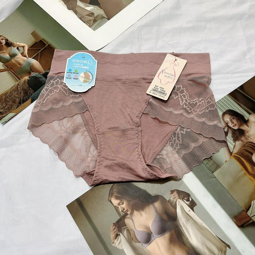 Quần lót nữ cotton viscose cao cấp cạp cao 8889 mềm mại thấm hút mồ hôi thoáng mát freesize từ 45kg-65kg