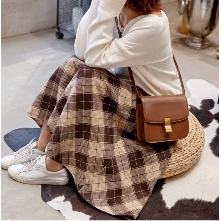 Chân Váy Caro Dài Phong Cách Retro Hợp Thời Trang Cho Nữ
