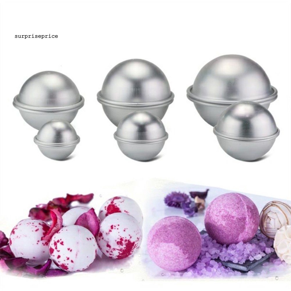 [Ready Stock] 2Pcs 4.5/5.5/6.5cm 3D Aluminum Alloy Homemade Round Sphere DIY Bath Bomb Mold