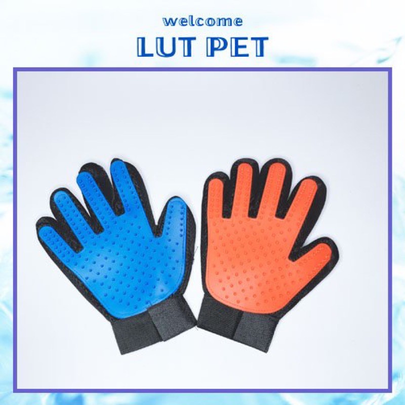 Găng tay lấy lông rụng tắm chó mèo True Touch - chải lông tránh rối đánh bông lông massage cho thú cưng cực hiêu quả