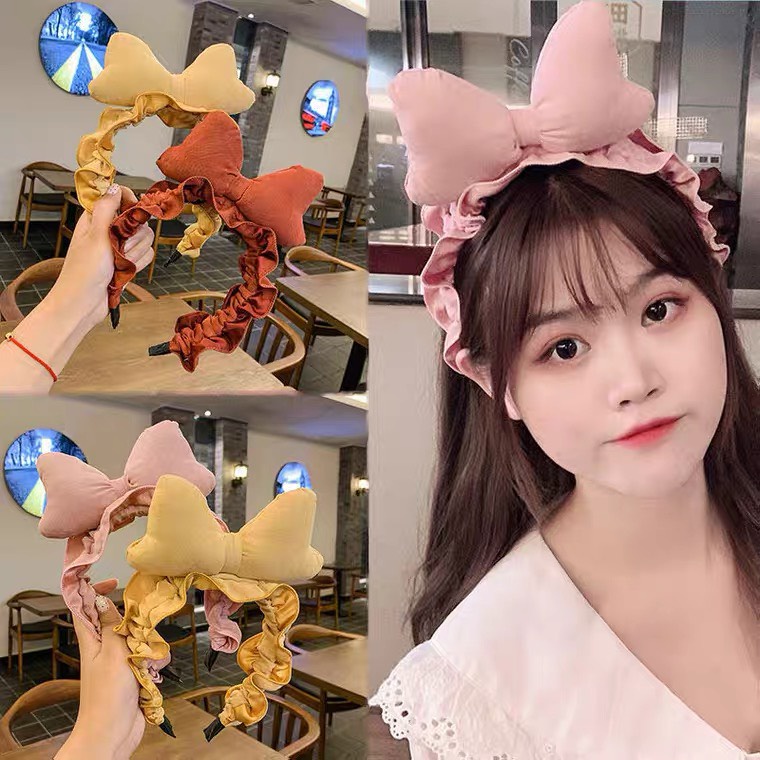 Cài tóc nhún nơ phồng to