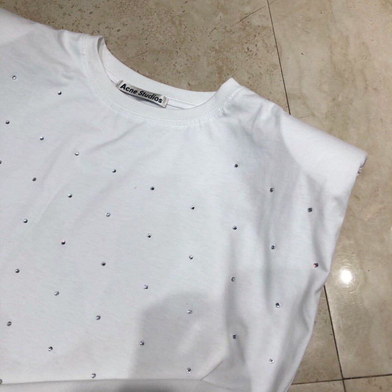 Áo phông ngắn tay Acne studios thời trang hàng cao cấp có đính đá nhỏ