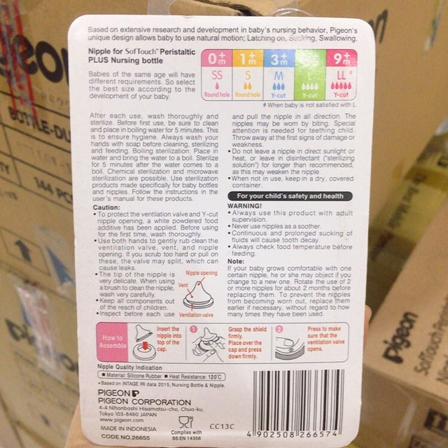 [ ẢNH THẬT 100% ] Vỉ 2 Núm Ty Cổ Rộng PIGEON Nhập khẩu, Silicon Plus SIÊU MỀM -  Size S/M/L/LL( có tách sét 1 núm)