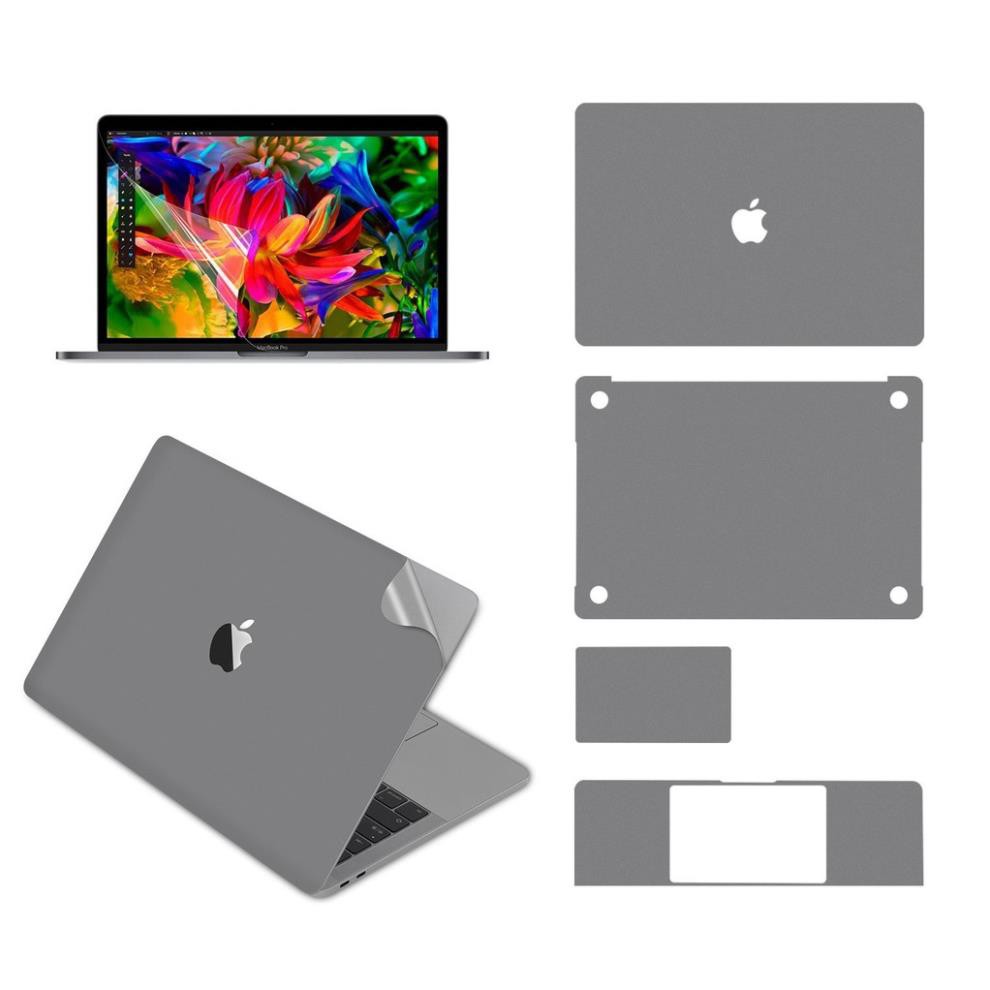 Bộ dán JCPAL 5 in 1 Space Grey cho Macbook air, Macbook pro-Đủ dòng-Đủ màu-Chống trầy xước hiệu quả