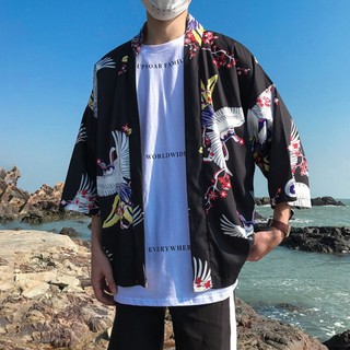 Áo khoác ngoài kiểu Kimono tay 3/4 chống nắng phong cách thời trang Nhật Bản