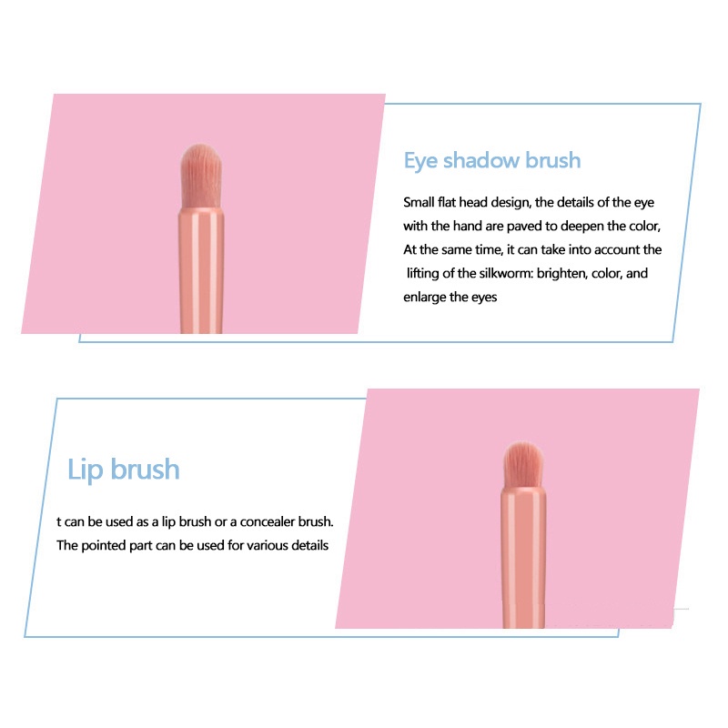 Bộ cọ trang điểm makeup cá nhân combo bộ 5 món kèm hộp gương màu hồng