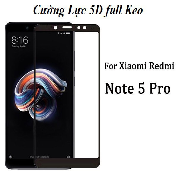 Kính cường lực phủ màn hình 5D Xiaomi Redmi Note 5 Pro không 1 chấm li ti tặng bộ phụ kiện dán