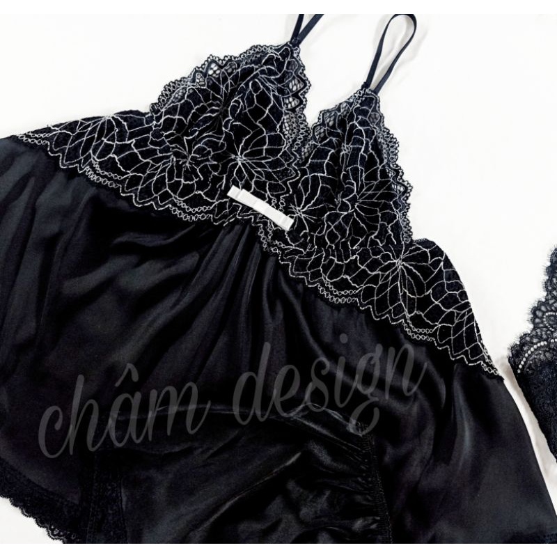 Bộ 2 dây lụa satin các màu pha ren nổi bật , hàng thiết kế tại shop