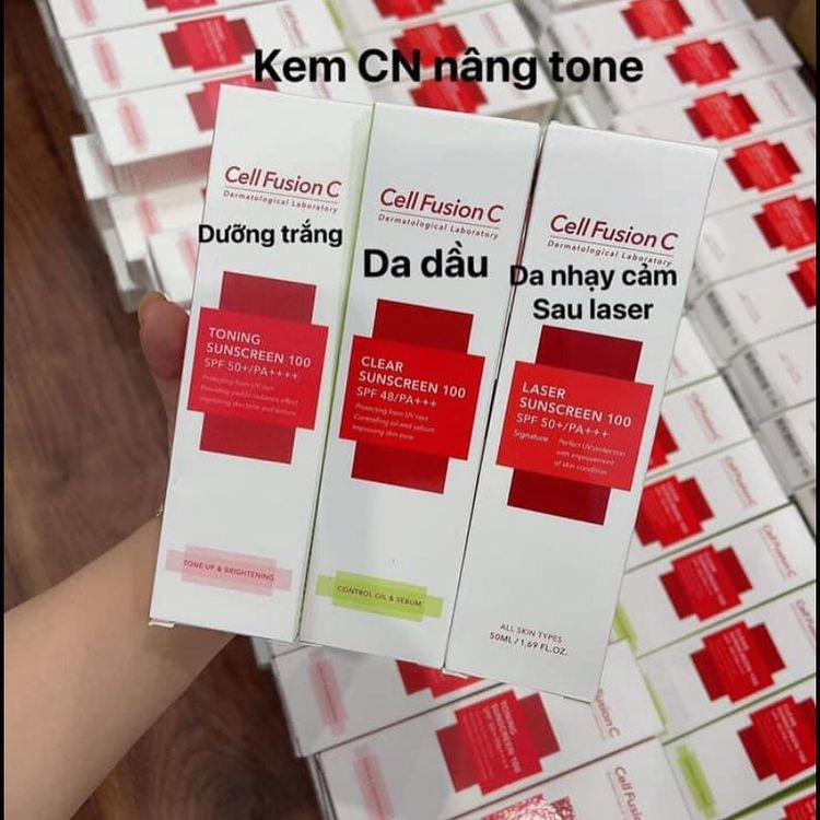 [Xanh, Đỏ, Hồng] KEM CHỐNG NẮNG CELL FUSION 50ml