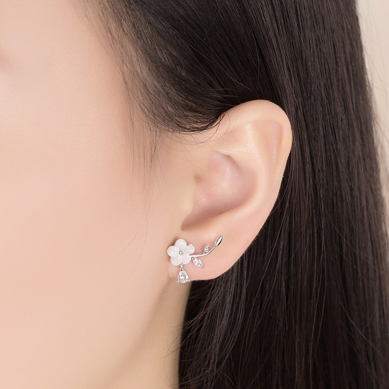 Bông tai mạ bạc 925 hình tròn/ ngôi sao/ chim công/ trái tim/ ngôi sao/ chiếc lá/ lông công thời trang Hàn Quốc cho nữ