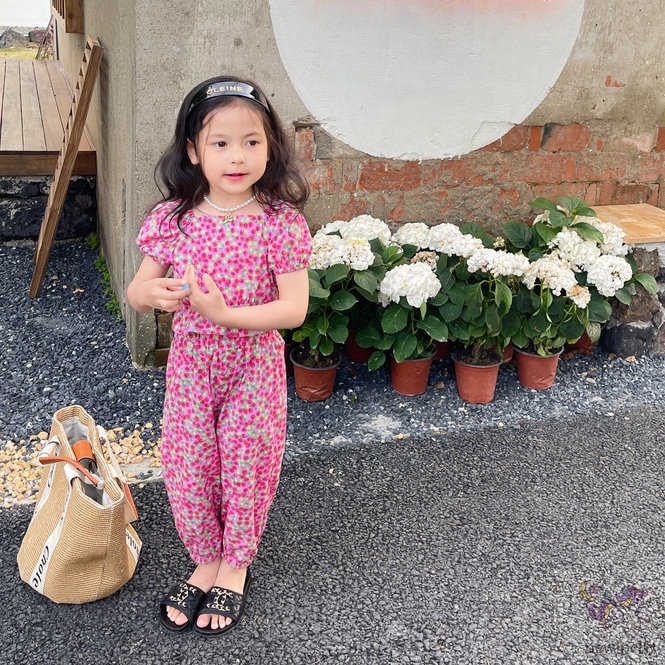 Set Đồ 2 Món Áo Tay Ngắn Họa Tiết Sọc Caro Thời Trang Mùa Hè Phong Cách Hàn Quốc Cho Bé Gái