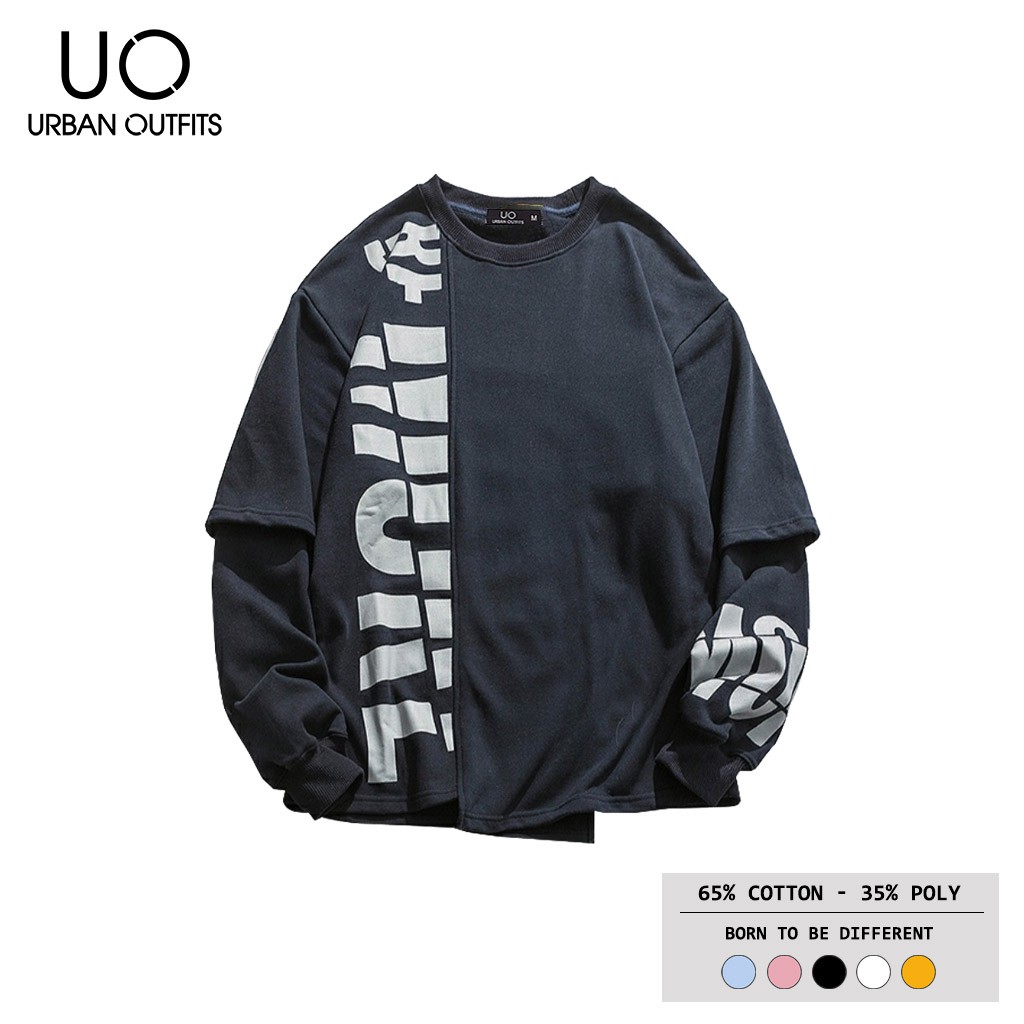 Áo Sweater Form Rộng Nam Nữ URBAN OUTFITS In Chữ Tay Phối SWO13 Dáng Unisex Thun Cotton Nỉ 4 Chiều