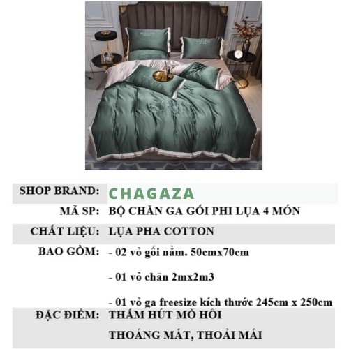 Bộ Chăn Ga Gối Phi Lụa 4 Món Nhập Khẩu Đủ Bẩy Màu Đơn Sắc Siêu Xịn
