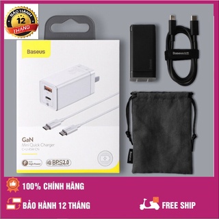 (Tặng cáp C to C) Củ sạc nhanh Baseus GaN 45W USB Quick Charge 3.0 AFC SCP USB PD