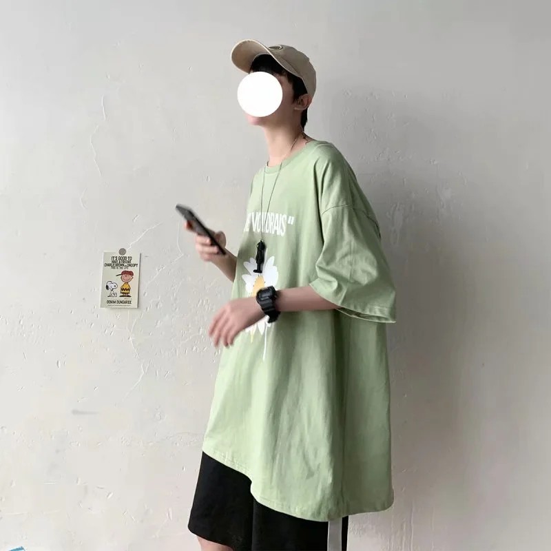 Áo thun tay ngắn in hình hoa cúc phong cách thời trang dành cho nam giới