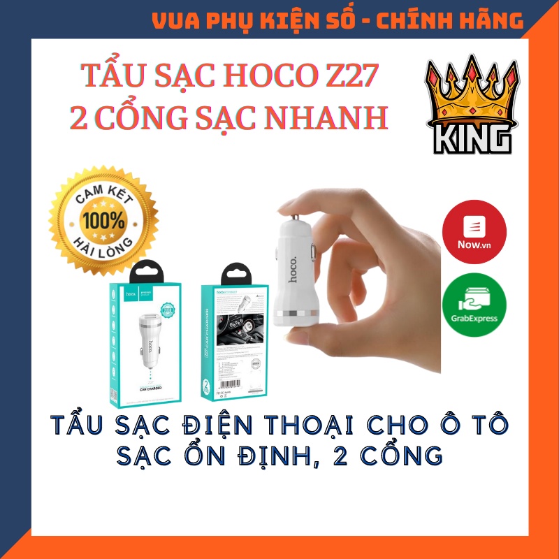 Tẩu Sạc Trên Ô Tô Hoco Z27 2 Cổng USB