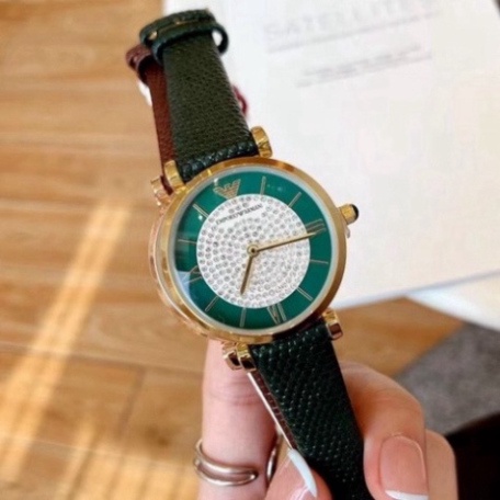 Đồng hồ nữ armani đính đá mặt cao cấp, dây da mềm, cực xinh cho các nàng, bảo hành 12 tháng.
