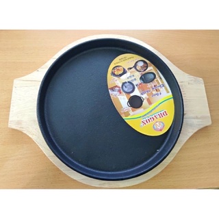 Chảo Gang Tròn Chống Dính Làm Bánh Xèo Đa Năng Size 16-18-20-22cm Kèm Đế Lót Gỗ ( Ko Tay)