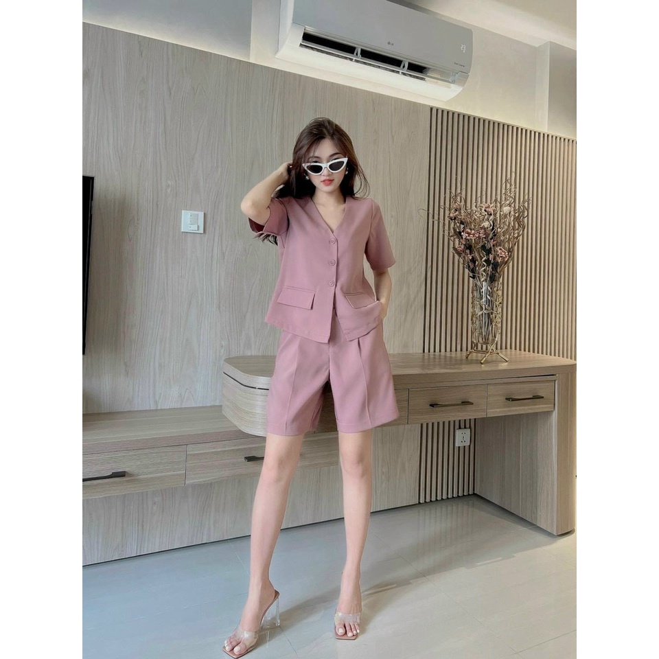 Set Bộ Đùi Nữ Quần Ống Đứng Phong Cách Mới Lạ Kèm Áo Kiểu Bà Ba Tay Ngắn Chất Tuyết Mưa Cao Cấp