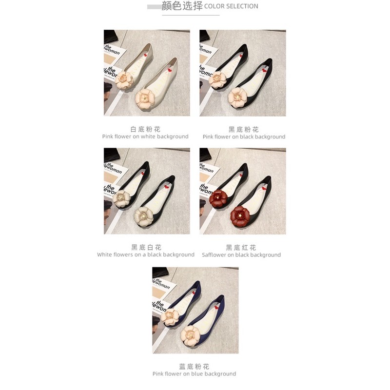 Giày búp bê nhựa dẻo thơm trong đính hoa trà - mẫu mới 2021