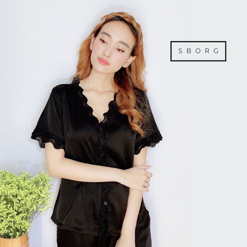 Đồ bộ nữ trung niên SBORG pijama lụa satin cao cấp tay ngắn quần dài viền ren có túi 45 - 65 kg quà tặng mẹ và vợ | BigBuy360 - bigbuy360.vn