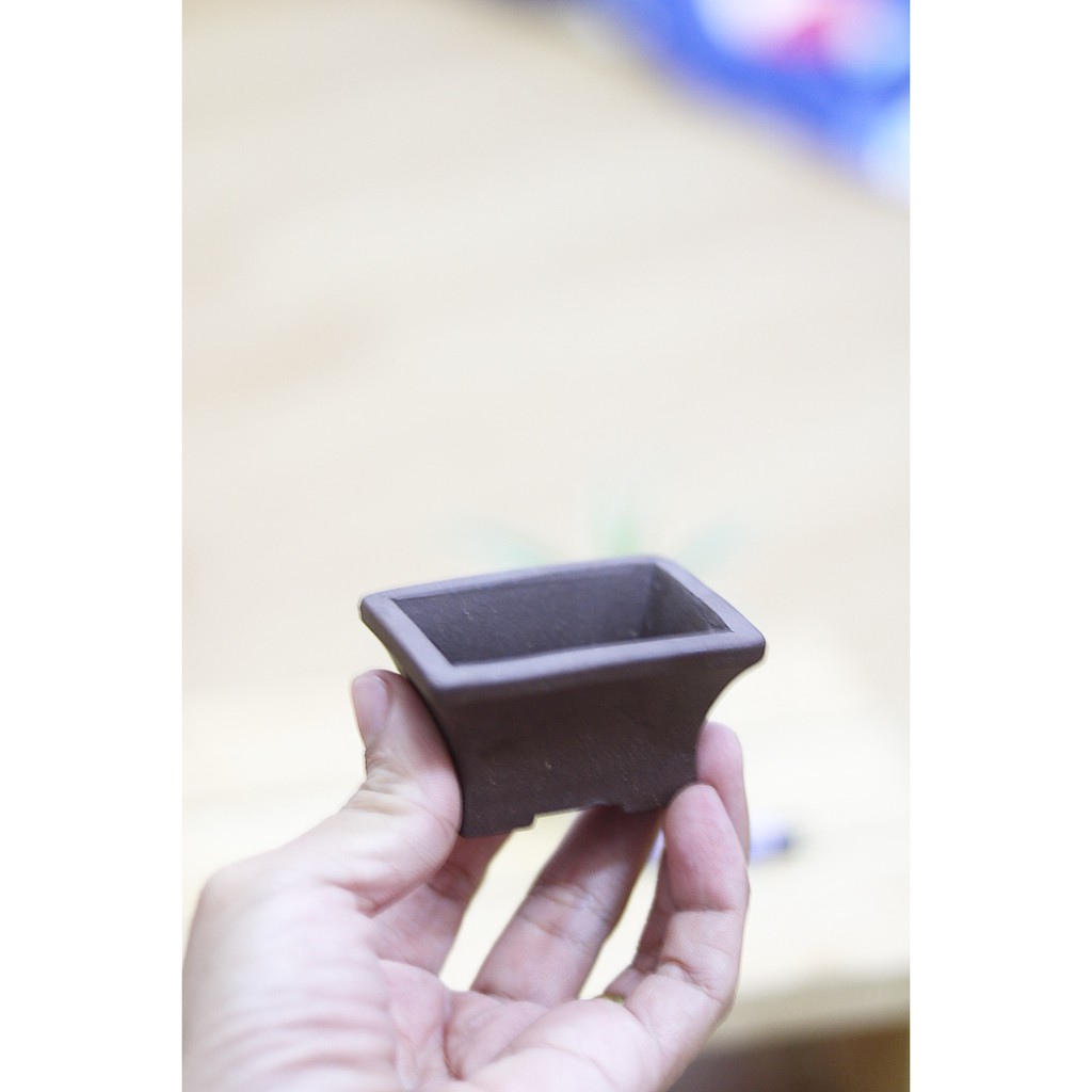 Chậu cây cảnh mini gốm đất nung chữ nhật 6,5cm x 4,5cm x 3,5cm chuyên trồng cây cảnh mini, Sen đá, Bonsai mini