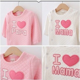BỘ BODY BÉ GÁI/ BÉ TRAI DÀI TAY I LOVE MAMA / I LOVE PAPA 3 màu