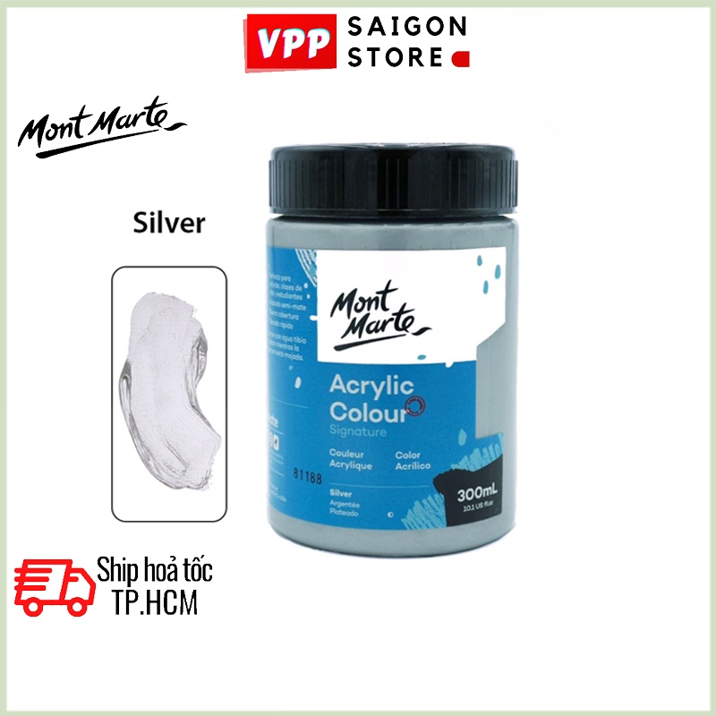 Màu Acrylic Mont Marte 300ml - Silver - Acrylic Colour Paint Signature 300ml (10.1oz) - MSCH3034