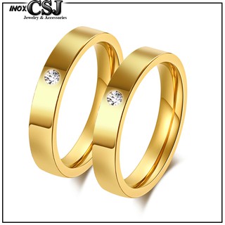 Nhẫn cặp đôi tình nhân inox cao cấp mạ vàng đính hột siêu đẹp - tặng hộp đựng xinh xắn - quà tặng ý nghĩa - CSJ Shop