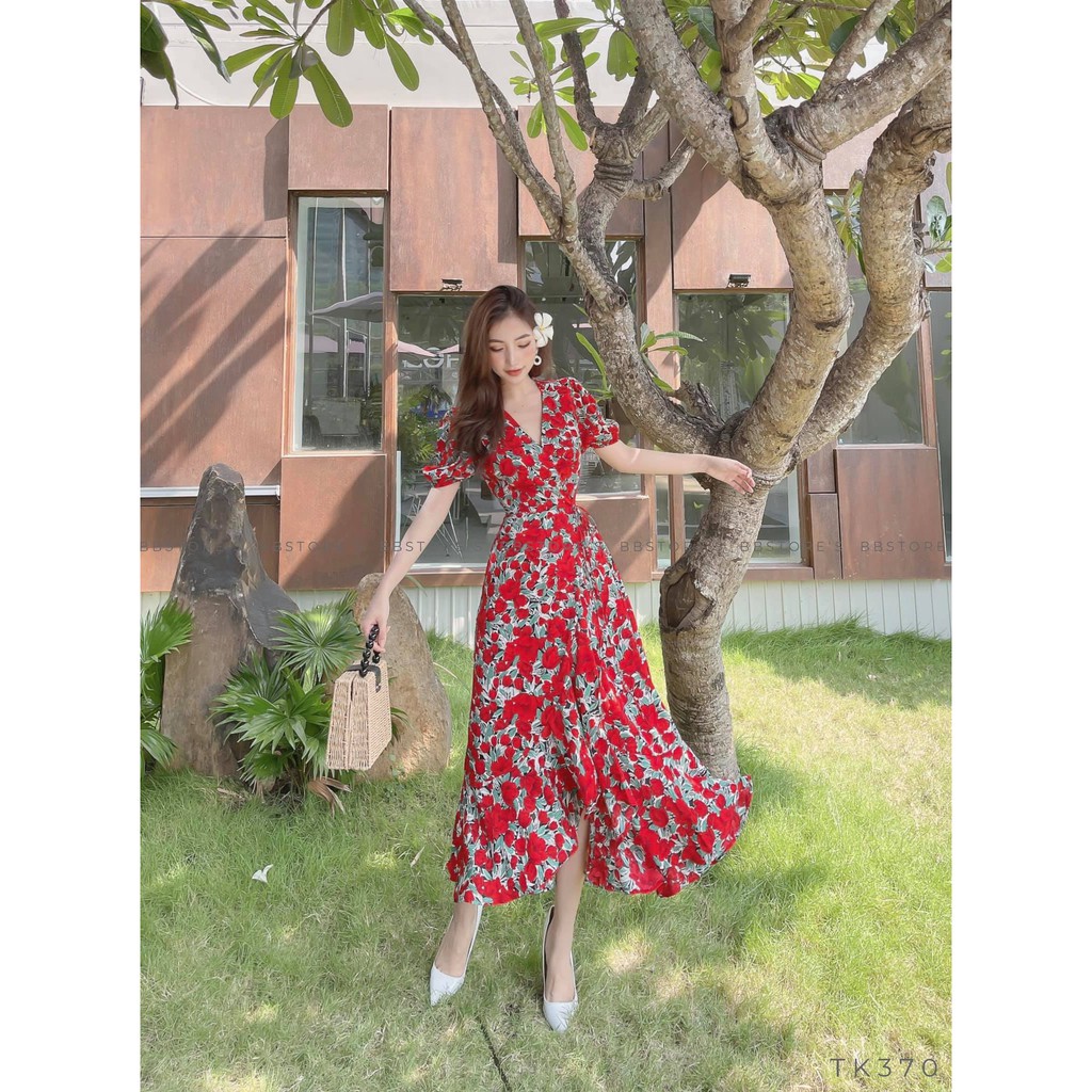 [Mã FAGREEN245 giảm 10% tối đa 30K đơn 99K] [BBSTORE'S] Đầm hoa đỏ - TK370 | BigBuy360 - bigbuy360.vn