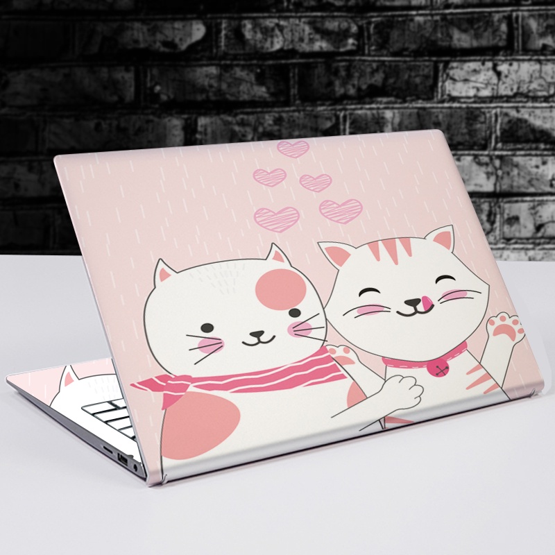 Miếng Dán Laptop - Mẫu hai chú mèo cute - Dán cho Dell, Hp, Asus, Lenovo, Acer, MSI, Surface,Vaio, Macbook