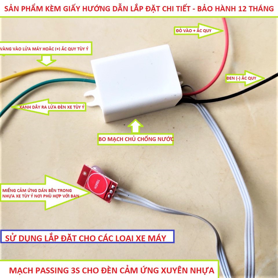 MẠCH CẢM ỨNG BẬT TẮT ĐÈN TRỢ SÁNG KIÊM PASSING TỰ ĐỘNG - MẠCH