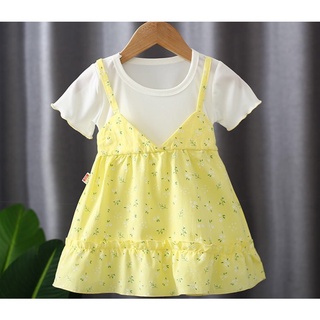 Váy hoa nhí babydoll cho bé - Váy hai dây liền áo xinh xắn cho bé gái
