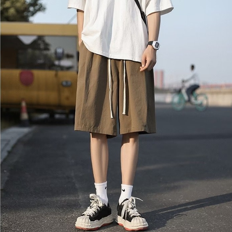 Quần Short Ống Rộng Màu Sắc Đơn Giản Phong Cách Nhật Bản Thời Trang Mùa Hè Cho Nam Size M-3XL