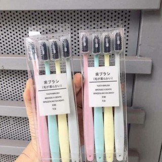 Set 4 Bàn Chải MUJI  Lúa Mạch Than Tre