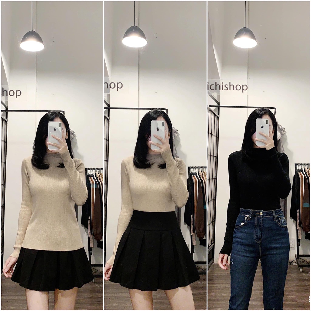 Áo len tăm cổ leo dài tay freesize-83A35