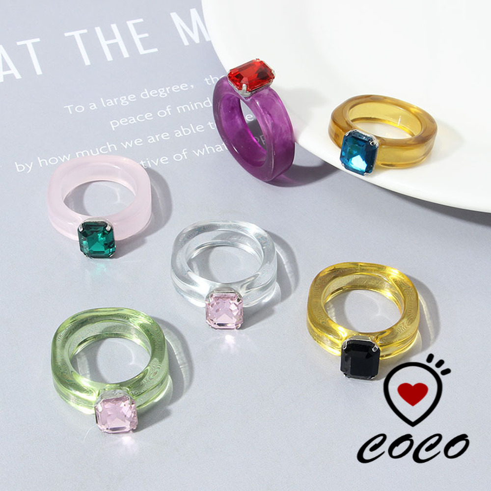 Nhẫn Nhựa Resin Màu Trong Suốt 17 Màu Tùy Chọn Thời Trang Cho Phụ Nữ | BigBuy360 - bigbuy360.vn