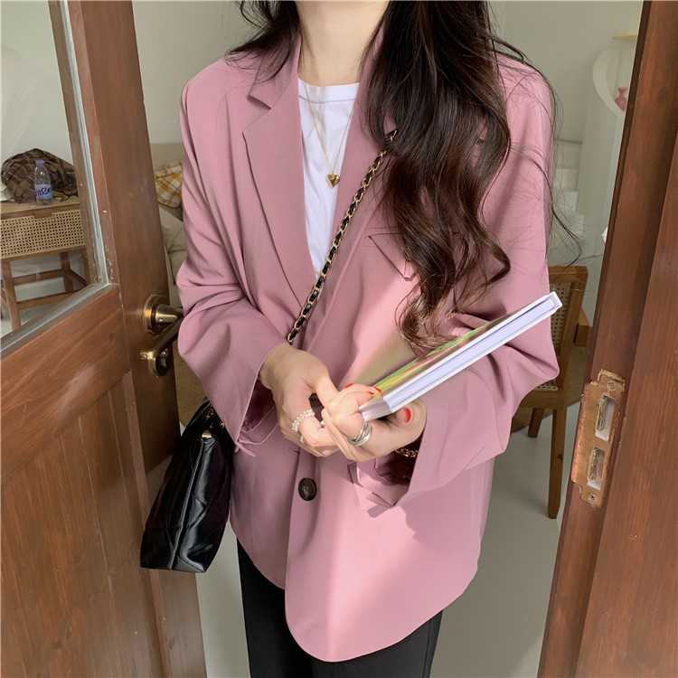 Ảnh thật 3 hình cuối-2W289.Áo blazer xuân thu mận tím xu hướng thời trang Hàn Quốc