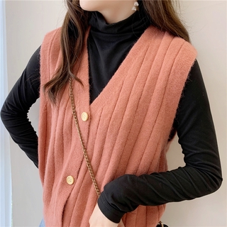 Áo khoác len Cardigan không tay dáng rộng màu sắc kẹo ngọt phong cách nhật bản dành cho nữ