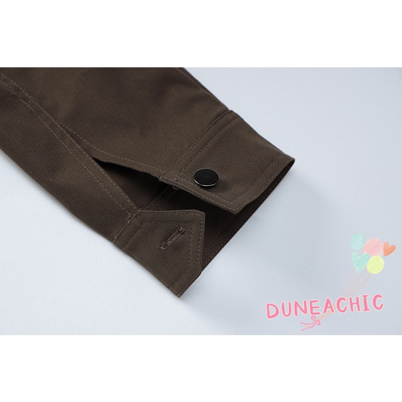 DUNEA Áo Khoác Tay Dài Phối Túi Phong Cách Đường Phố Cá Tính Cho Nữ