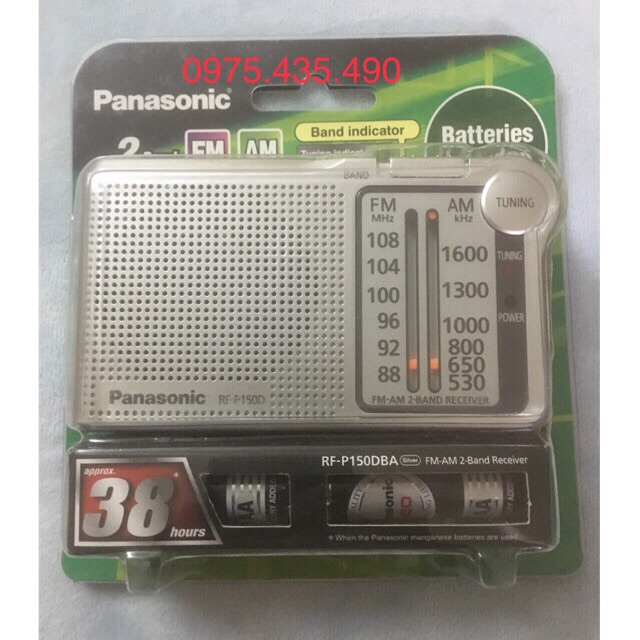 Đài Radio FM/AM Panasonic RF-P150DBA Vỉ 1 chiếc kèm 2 viên pin AA Panasonic